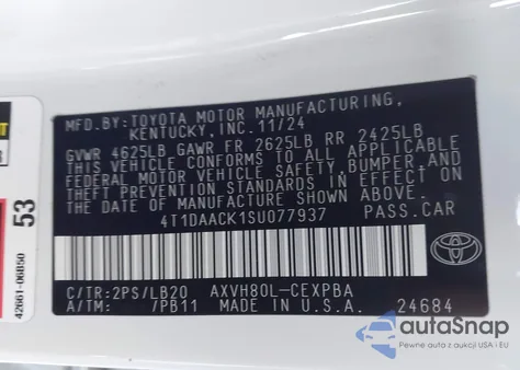 2025 Toyota Camry Xse from USA, damaged, VIN 4T1DAACK1SU077937